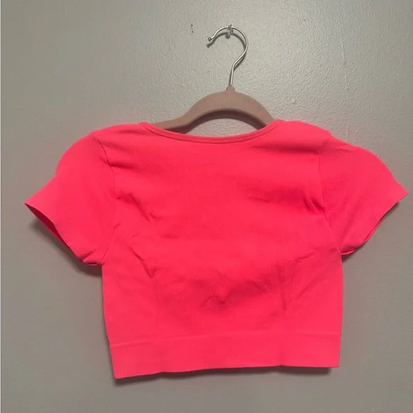 Aerie Pink Superchill Seamless Ring Cap Sleeve Bra Top - Picture 7 of 11